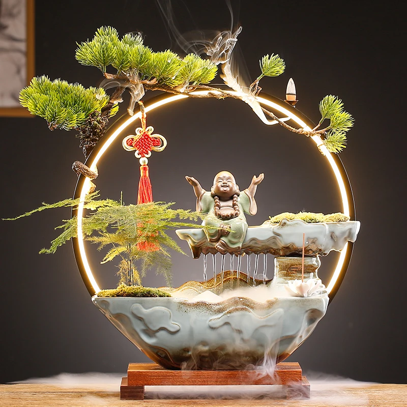 创意流水生财摆件循环水办公室桌面喷泉客厅家居摆饰开业送礼品