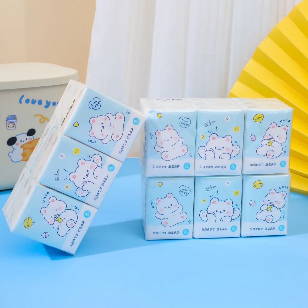 原生木浆熊样迷你随身便携式可爱柔软学生一次性手帕纸小包装透气