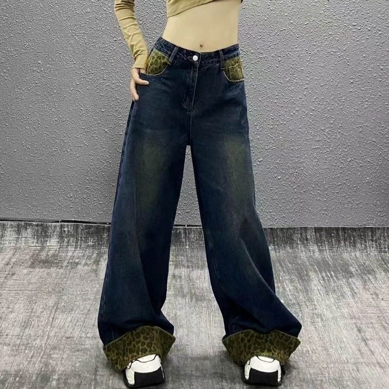 哈   加绒牛仔裤时尚百搭高街款女款