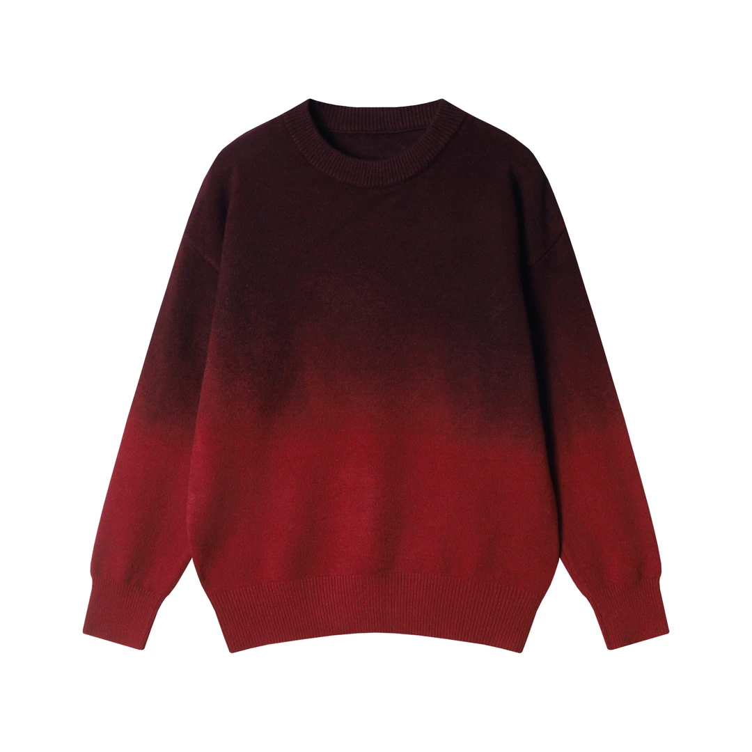 MY191新款时尚个性韩版渐变圆领针织毛衣百搭宽松高级百搭上衣