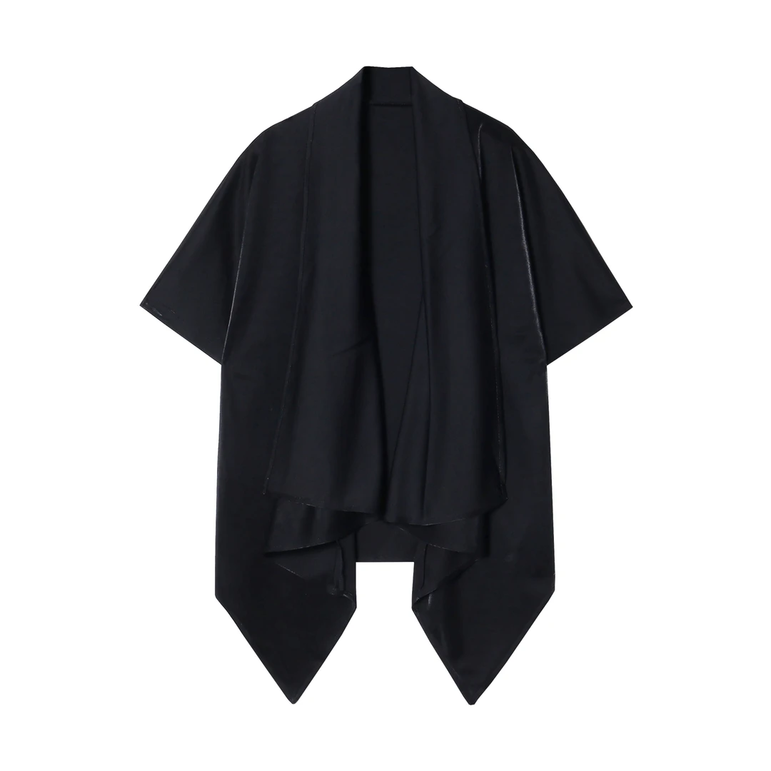 T1025夏季设计款纯色堆领男士上衣百搭潮流街头短袖美式新款T恤