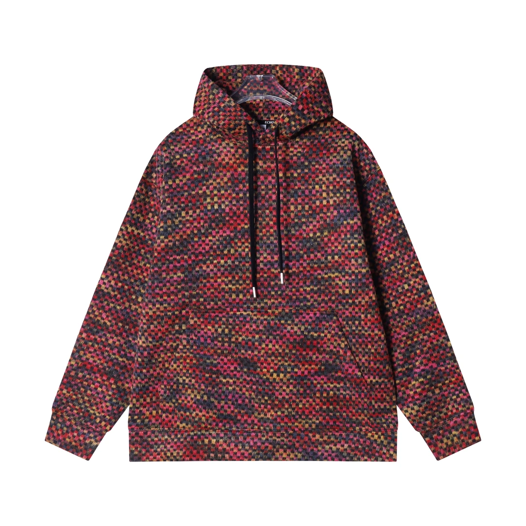 秋冬季新款时尚个性美式街头扎染连帽毛衣百搭休闲高级感针织衫