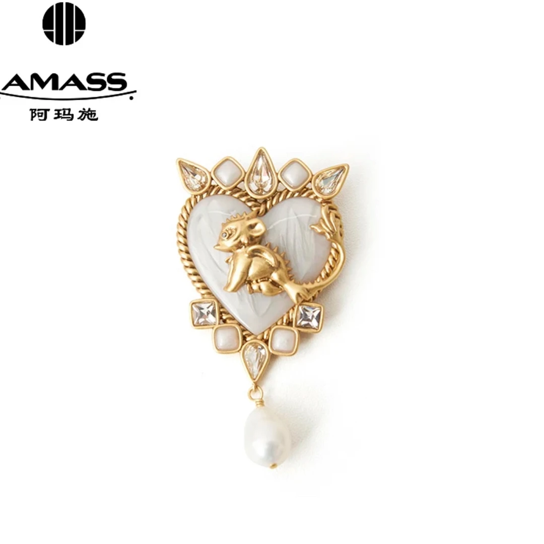 铜仿水晶胸针 阿玛施巴洛克胸针复古法式女王镶嵌中古胸花5900518