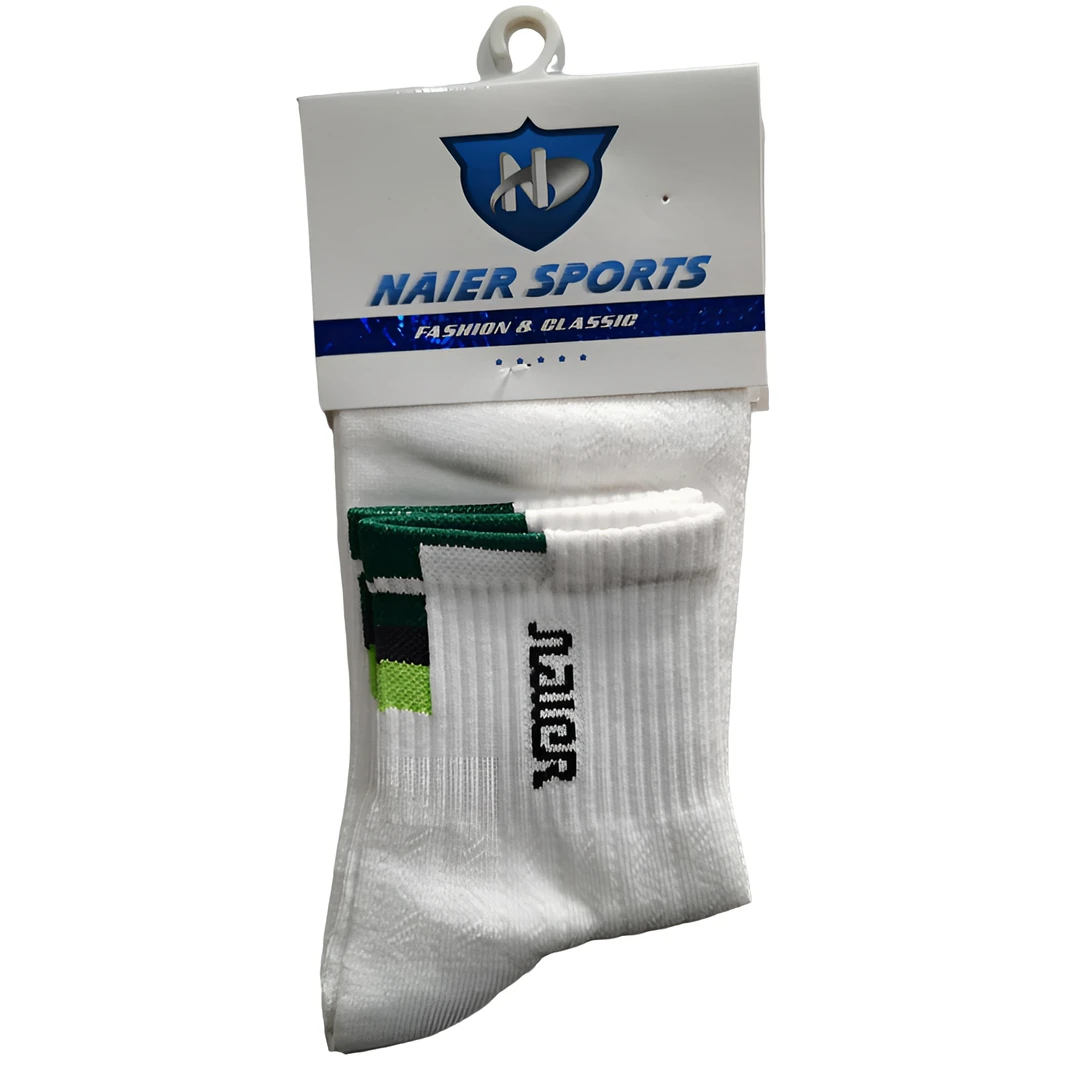 耐尔5384（5双装）男士男款纯棉运动袜子印花字母图案双针运动袜