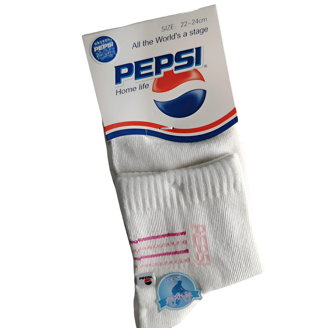 百事8130（10双装）微瑕女士精梳棉印花图案运动袜白色透气中筒吸汗