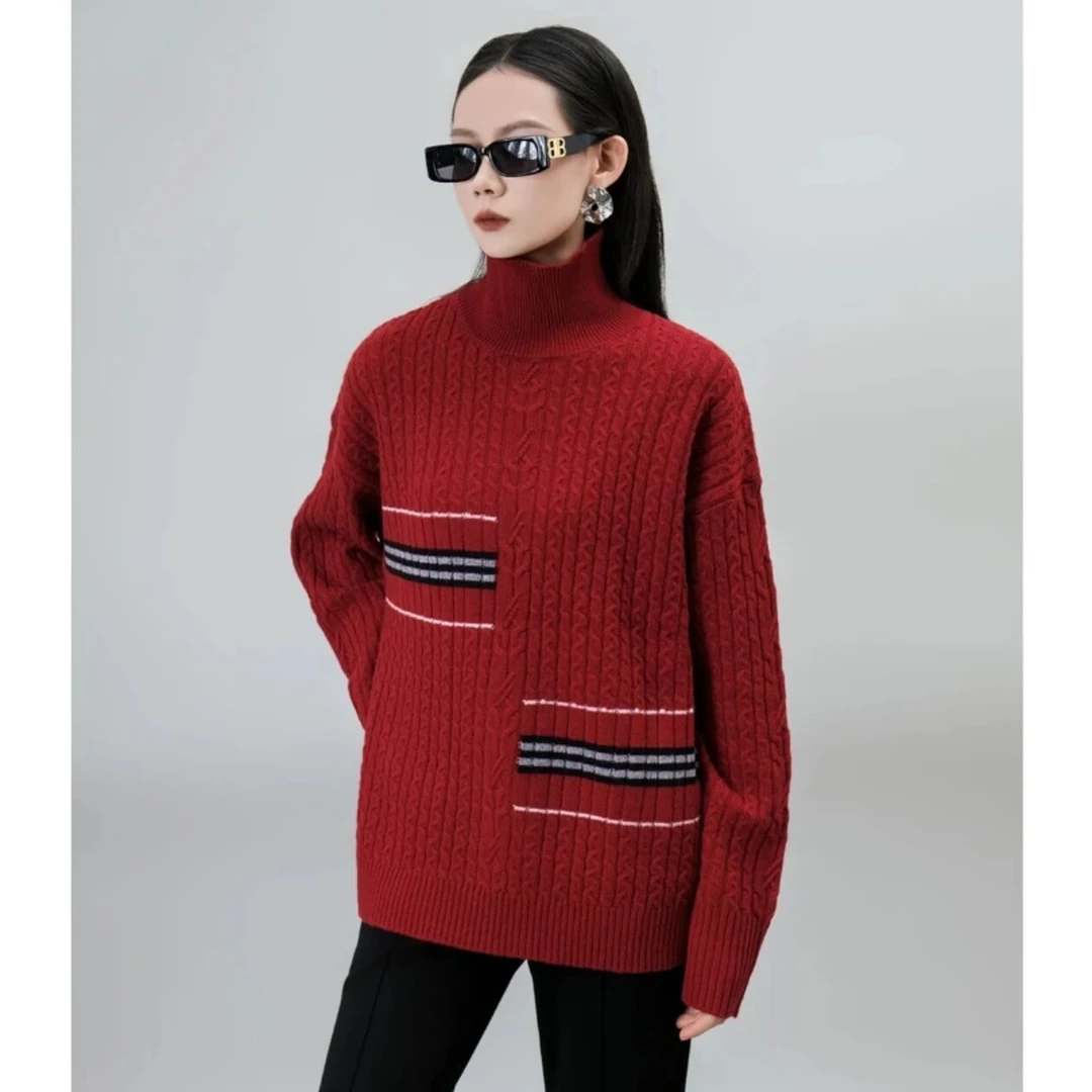 易缔媤高领针织衫宽松