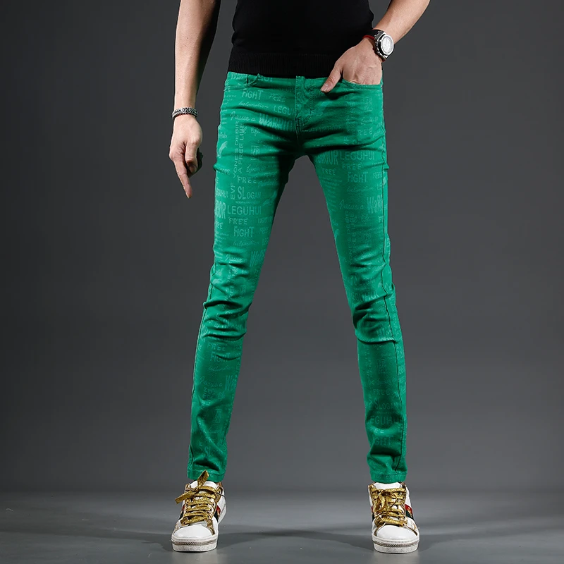 【Cebrodz】牛仔裤男款显瘦修身小脚潮牌时尚印花休闲牛仔裤239