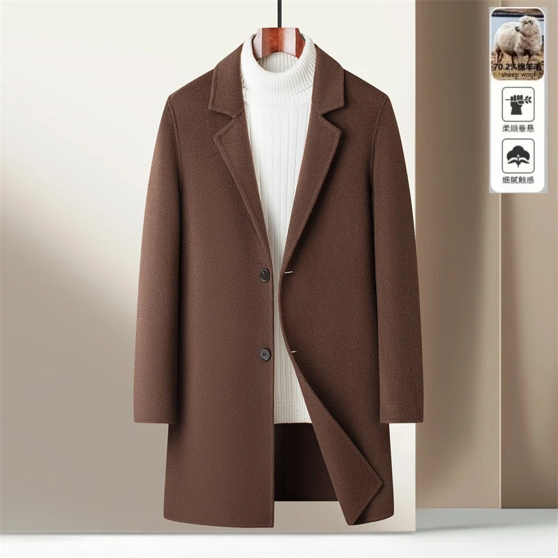 冬季秋冬爆款毛呢大衣双面呢羊毛修身男装新款中长款风衣外套男款