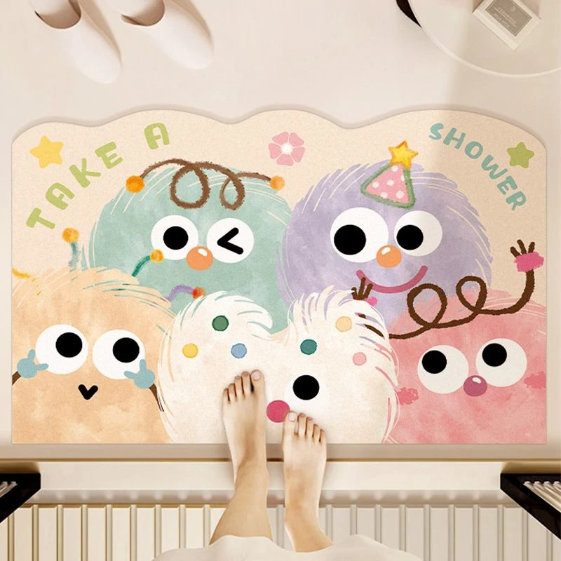 卡通硅藻泥浴室地垫卫生间吸水防滑耐脏进门垫子厕所脚垫家用地毯