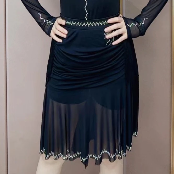 摩登交谊舞舞蹈大摆华尔兹舞蹈裙百搭显瘦舞裙半身裙MDQ34