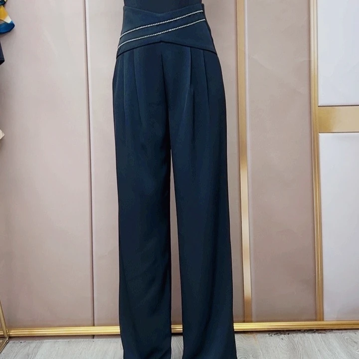 吉特巴摩登舞裤广场舞裤现代舞裤显瘦气质阔腿舞裤B0210高腰垂感