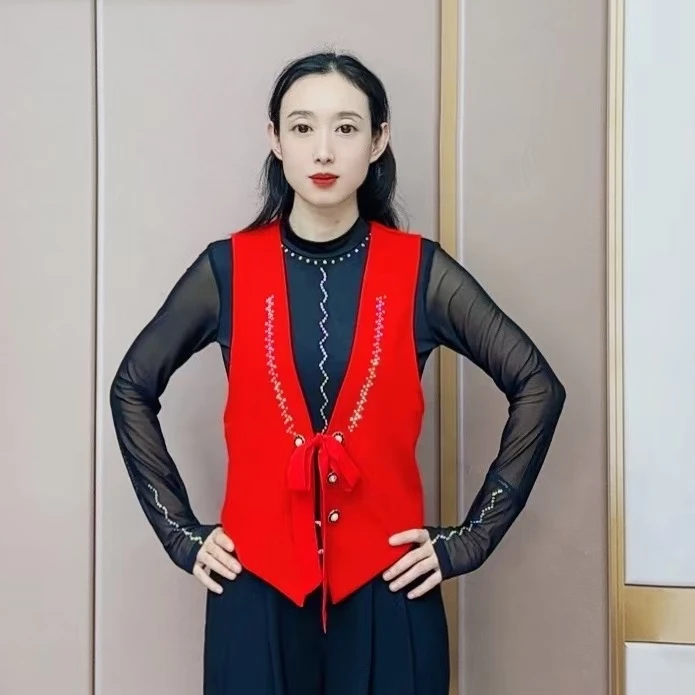 欢舞阁摩登舞蹈马甲国际舞交际舞吉特巴女士练习舞衣MJ0644表演服