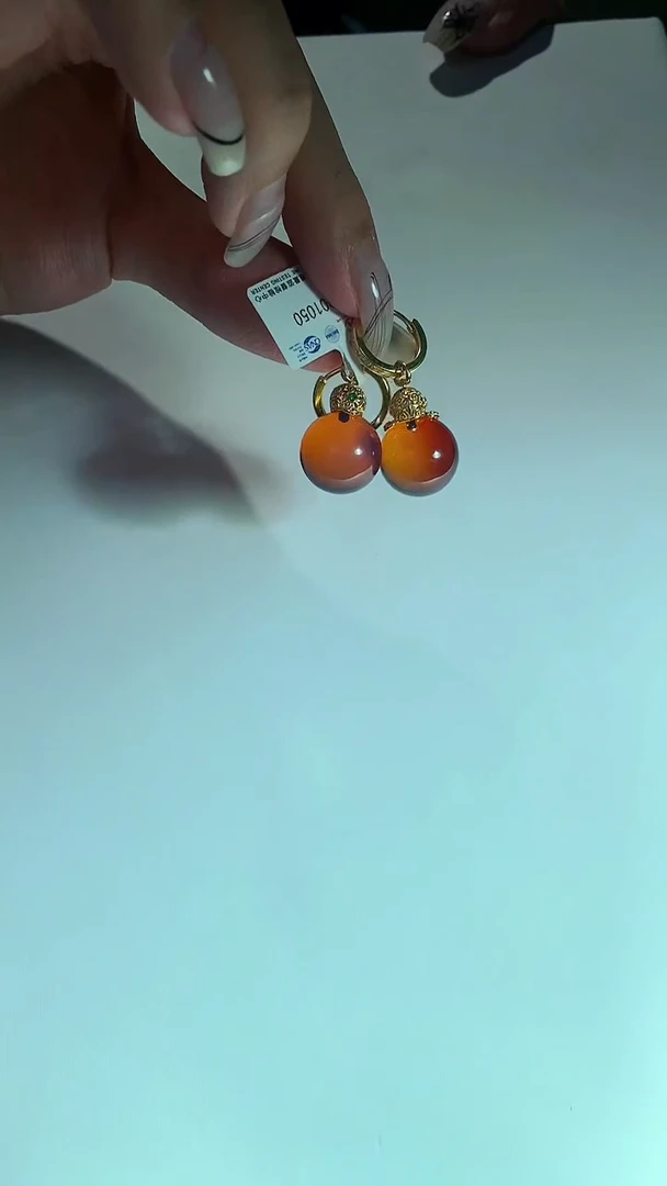 【闪购商品】蓝珀珠宝奇石银S925镶嵌多戴款红蓝耳钩