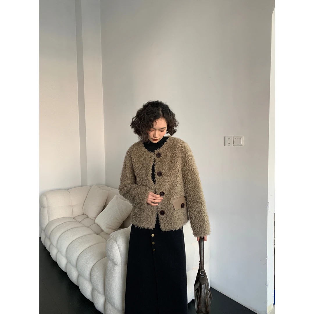 WMMING羊羔绒外套女2024冬季新款百搭宽松显瘦加厚毛毛开衫上衣潮