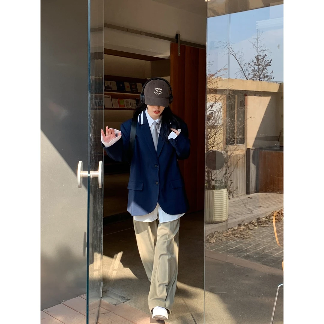 【苏菜萝卜 东方青苍】西装气质外套女春秋新款设计感韩系休闲百搭