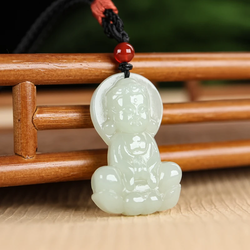 纯天然和田玉宝宝佛吊坠玉石新疆白玉佛公玉坠平安如意弥勒佛项链