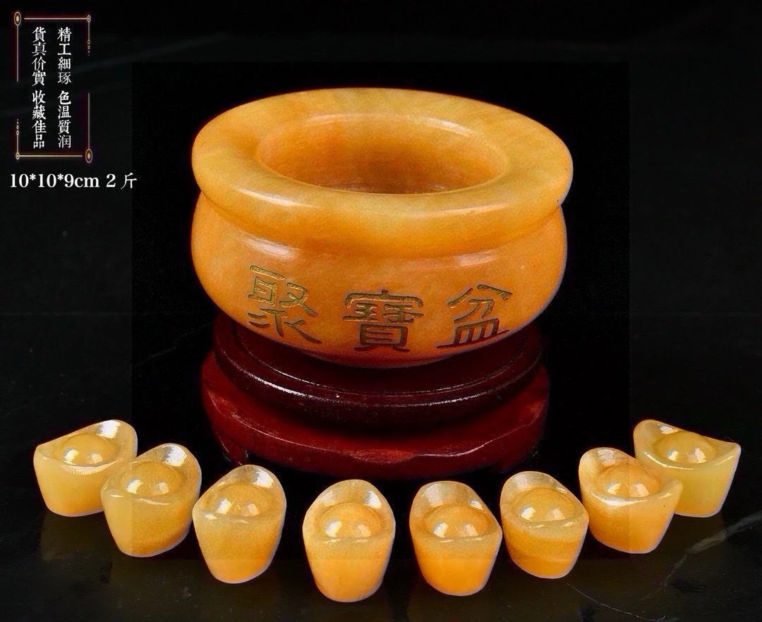 私匠寿山石金元宝手工雕刻客厅玄关送礼开业收藏桌面石雕装饰摆件