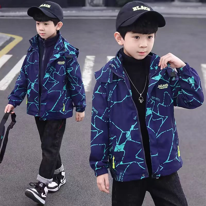 童装冲锋衣儿童男童洋气加绒加厚中大童秋冬小童春秋款男孩三合一
