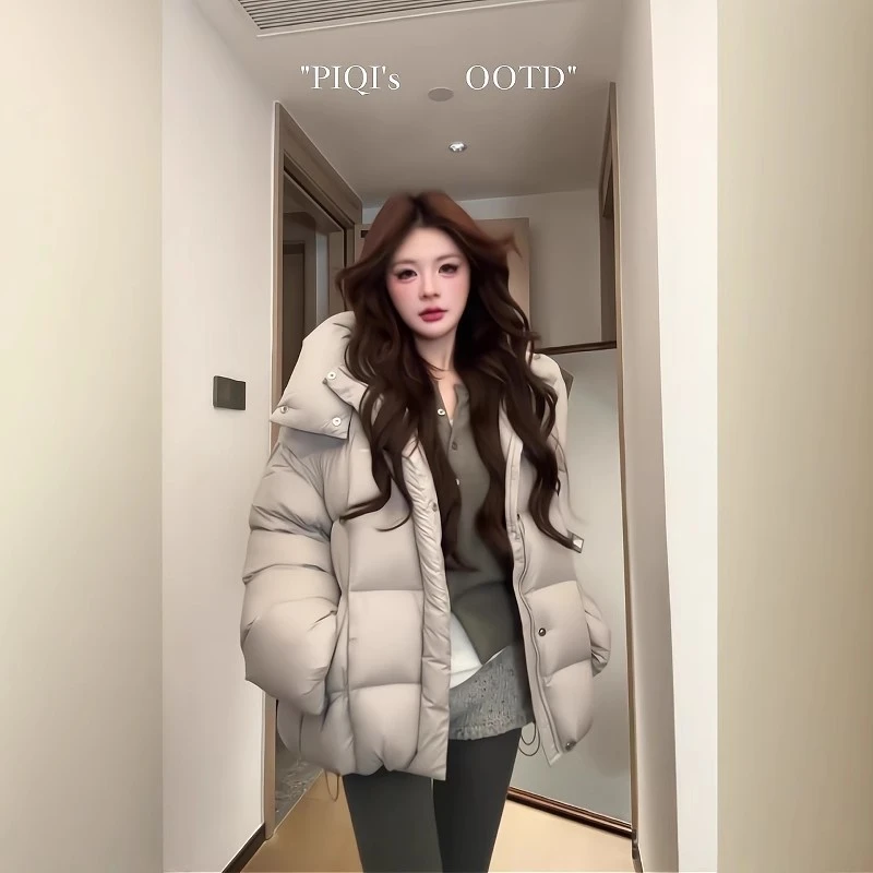 冬季时尚显瘦保暖韩版棉服女宽松加厚休闲百搭连帽棉衣外套女秋冬