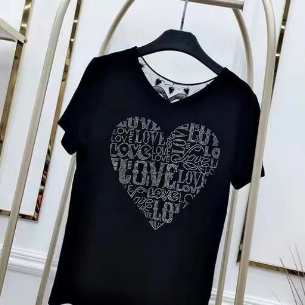 花边烫钻短袖百搭显瘦时尚上衣女02