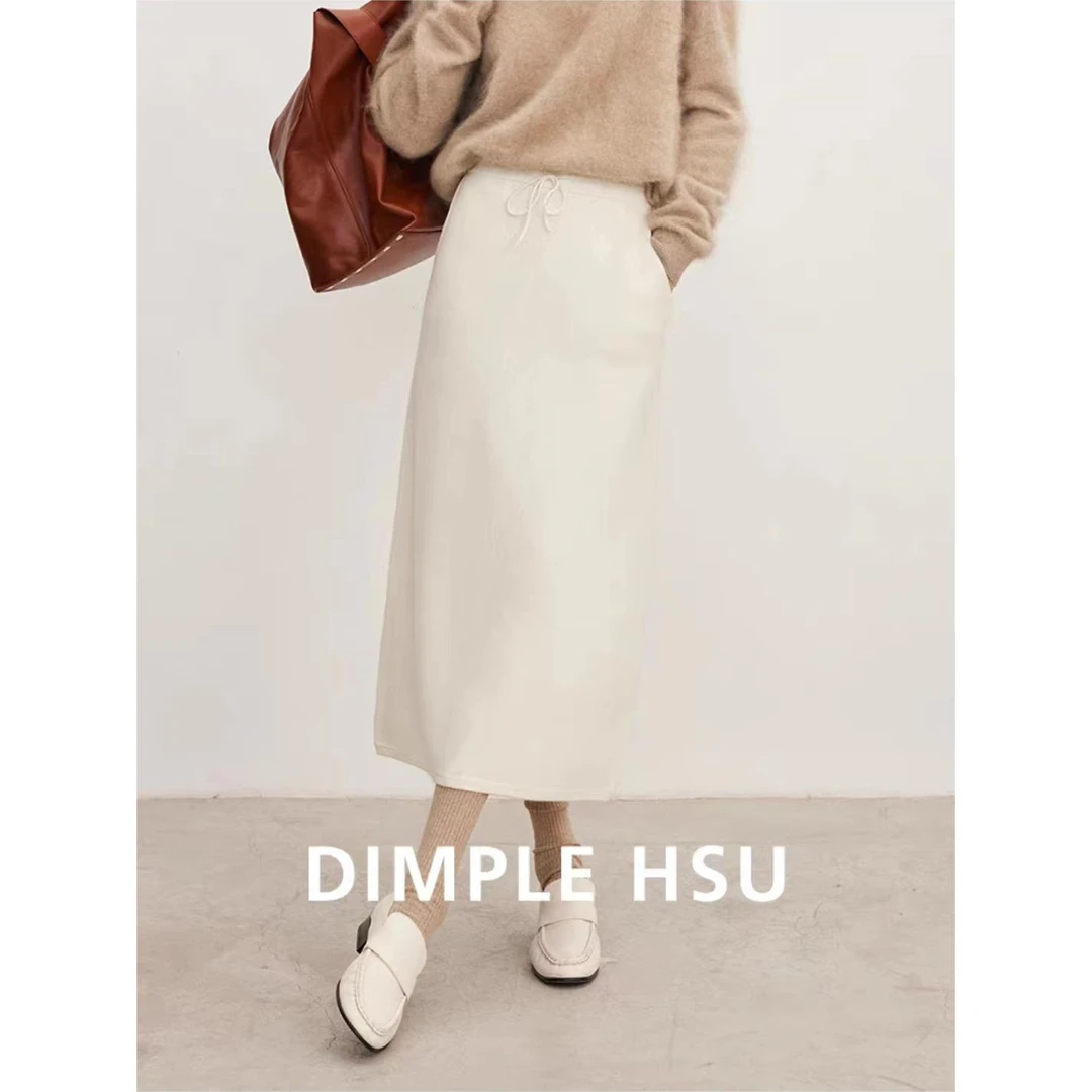 【鲤鱼定制】醋酸羊毛垂感半身裙后开叉显瘦百搭裙子 23269
