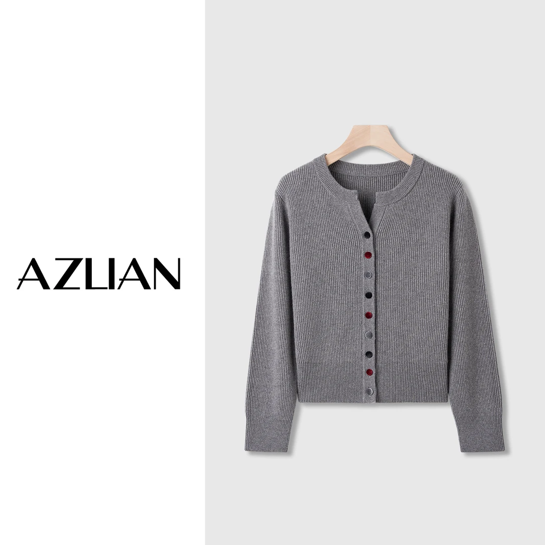 【京夫人专属】冬季新款加厚纯色羊毛衫女长袖丝绒扣针织上衣 2806