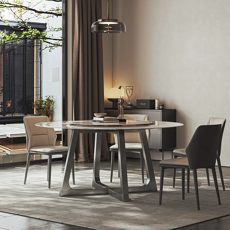 玛速德利丰岩板圆形餐桌椅意式轻奢高端家用北欧餐厅极简长方形