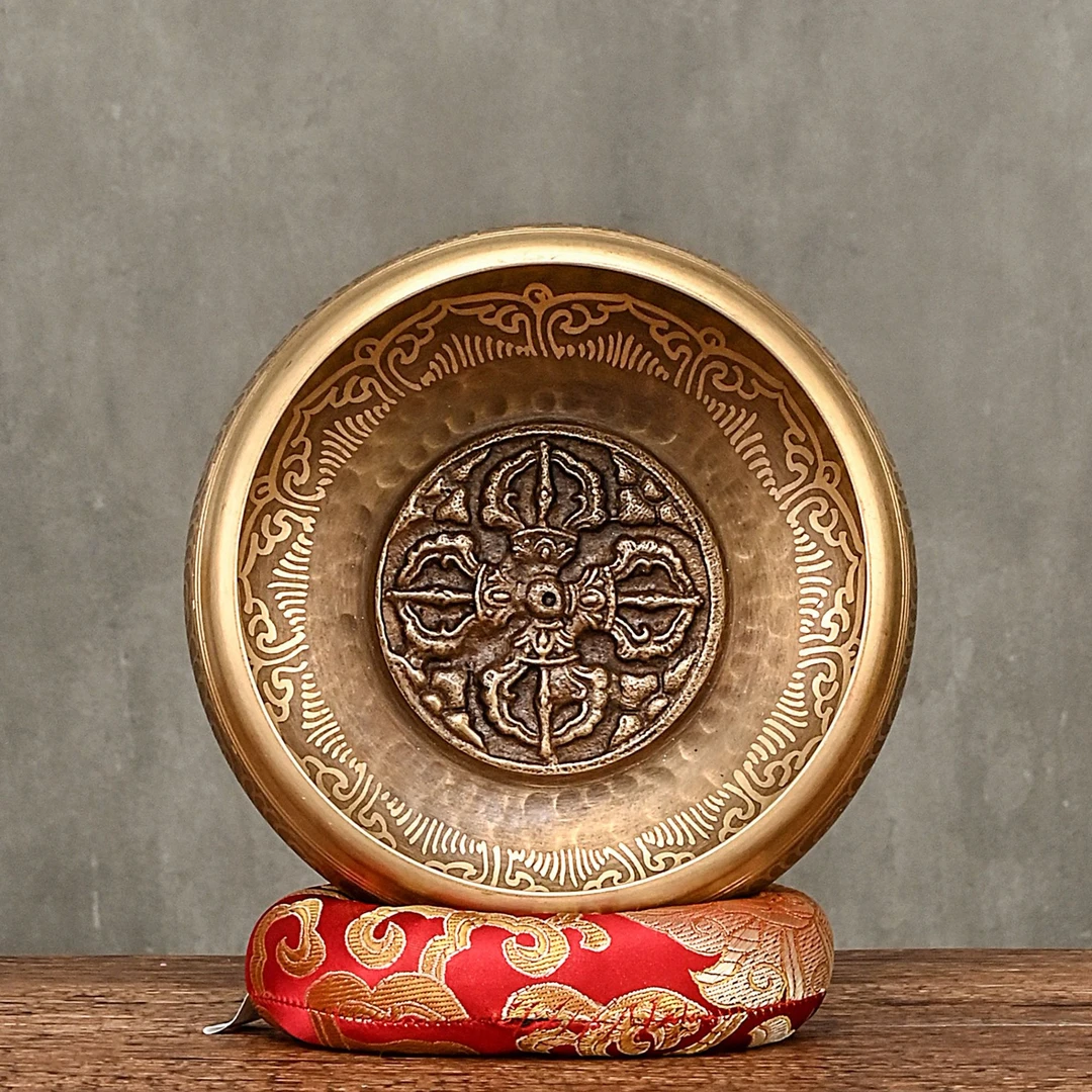 尼泊尔十字杵颂钵（13cm）送圈垫+敲棒