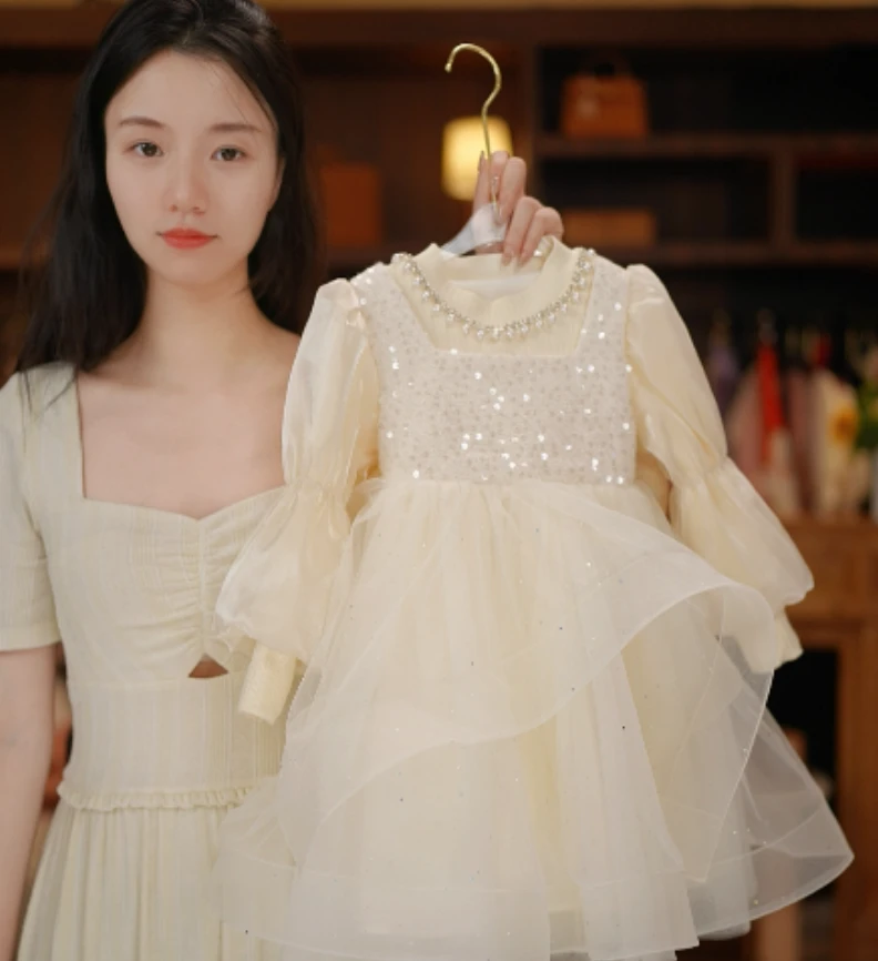 【Y.a0997】2024新款女童洋气礼服重工公主裙设计师款气质连衣裙