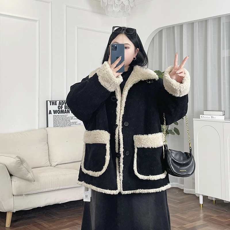 赫拉小姐 / 复古甜酷质感毛毛外套5321花契200斤胖mm冬季休闲时尚