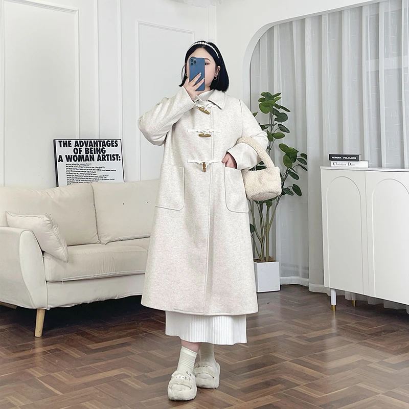 厚乳香氛 / 牛角扣气质毛呢大衣11568花契200斤胖mm冬季休闲时尚