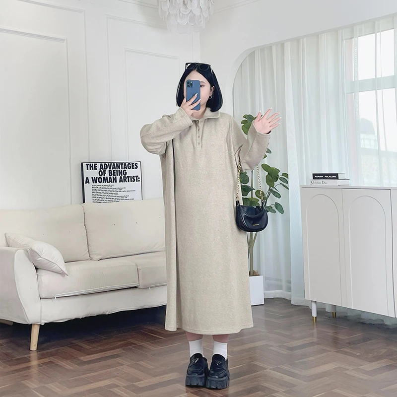 高阶女友 / 韩系堆堆领针织连衣裙8066花契200斤胖mm冬季休闲时尚