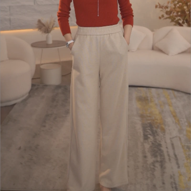 2023秋季新款宽松直筒休闲阔腿裤百搭设计感裤子 2388