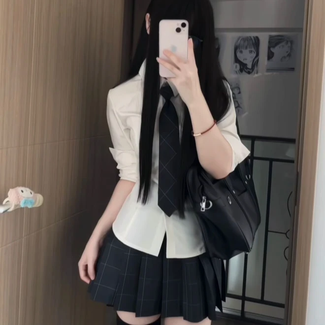 妙氏短款正版JK制服京都高校秋季新款格裙女24年百搭百褶大码裙子