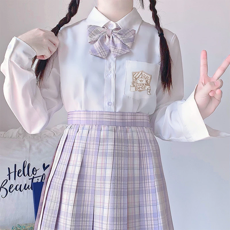 春夏jk原创衬衫长袖短袖衬衣dk制服学院风白色日系情侣百搭上衣