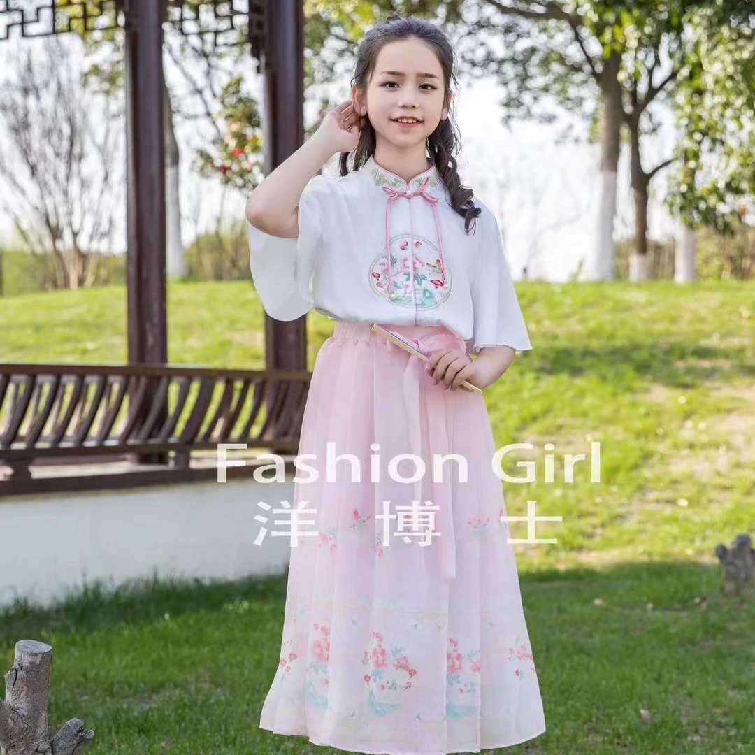 夏季新款女大童汉服马面裙洋博士24029