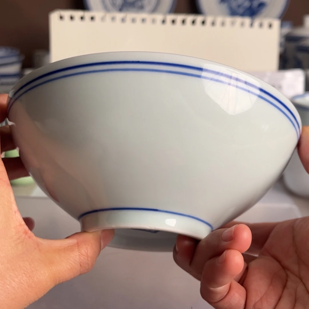 【闪购商品】陶瓷碗6英寸兰边碗蓝