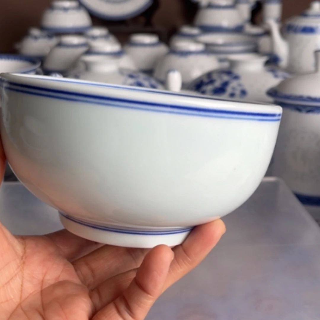 【闪购商品】陶瓷碗5英寸直口蓝