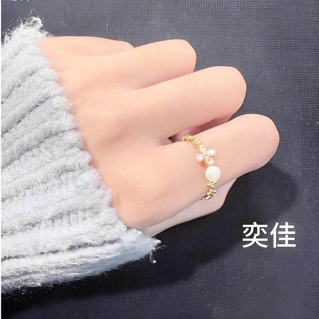 925银戒指 银镀金戒指法式圆珠设计精致百搭轻奢指环女