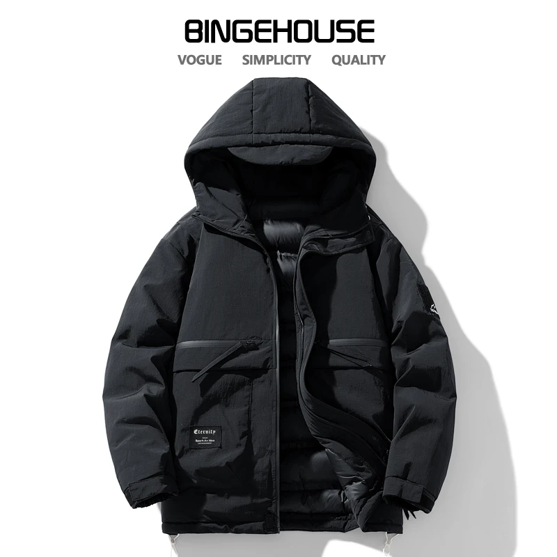 工装棉衣男士秋冬休闲潮外套2025款加棉加厚连帽男款防水保暖棉服