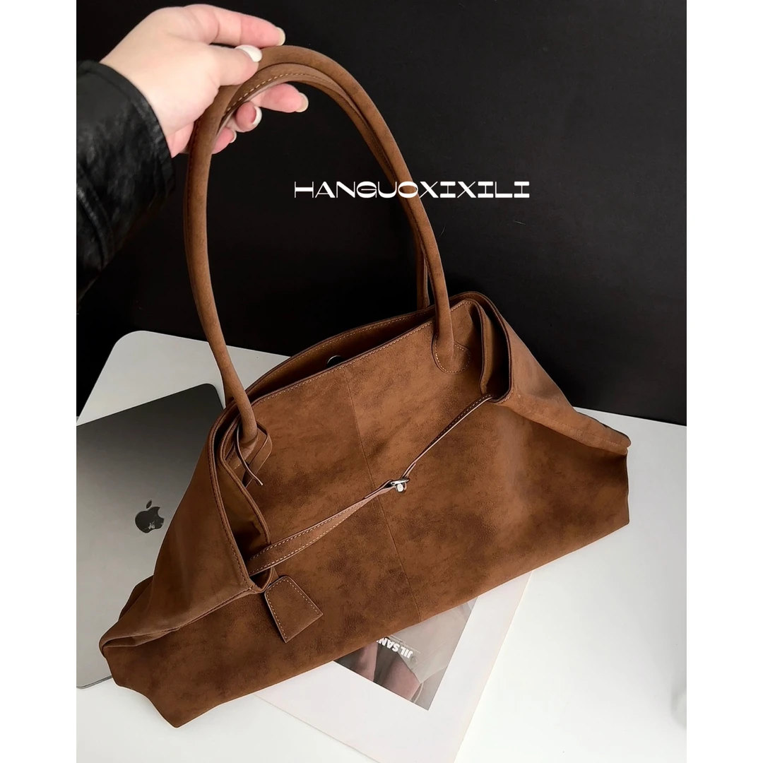 韩国西西里 慵懒风大容量真皮托特包女松弛感秋冬休闲单肩包