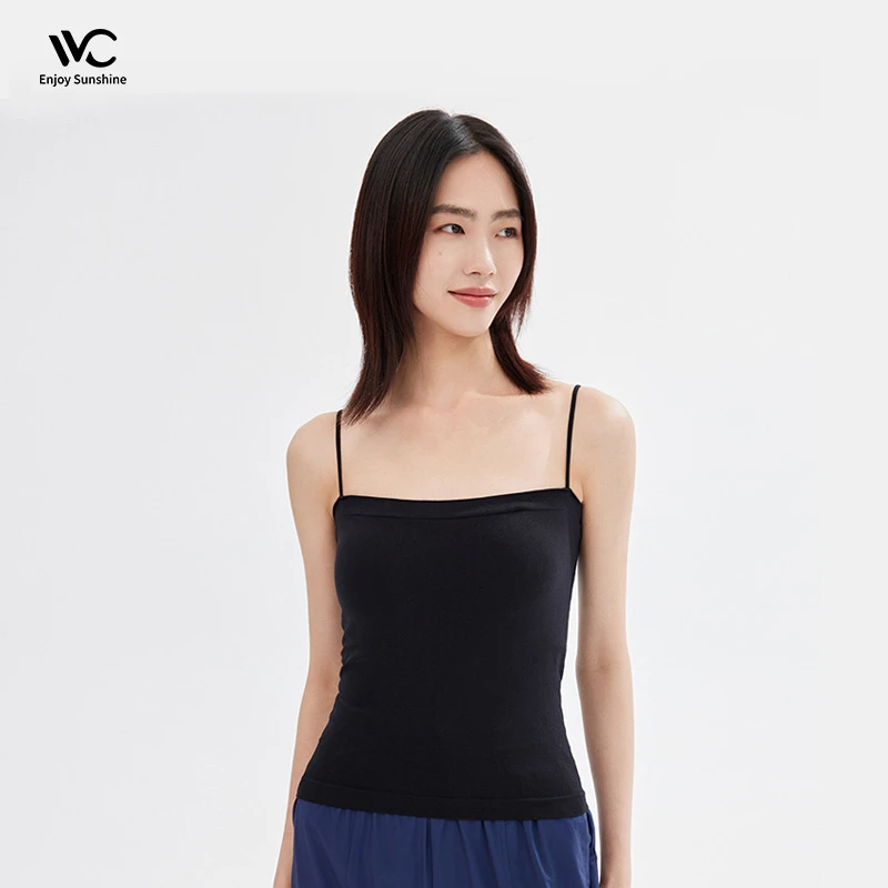 VVC小吊带背心女带胸垫内搭外穿薄款夏季一字肩美背打底抹胸上衣