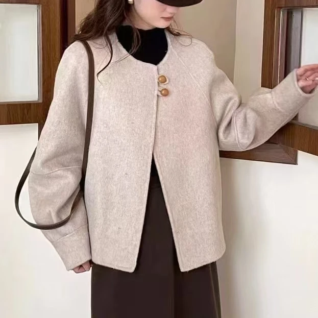 JIUER[依然]羊毛小香风大衣外套 时尚休闲百搭气质秋冬韩版2165