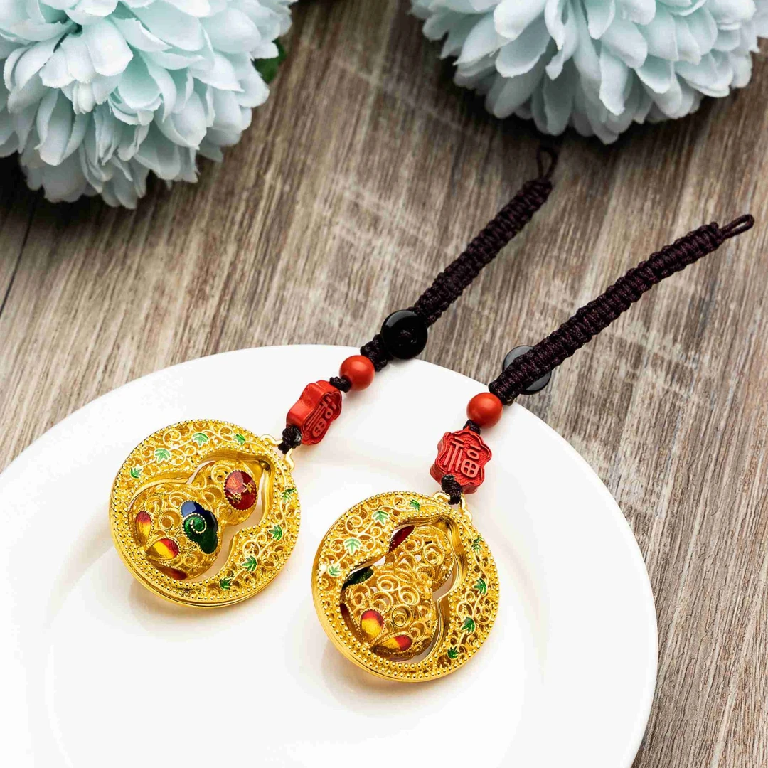 含辰砂工艺品福禄双全镶嵌朱砂车挂包挂多样性发其一XR-7485|BZH5