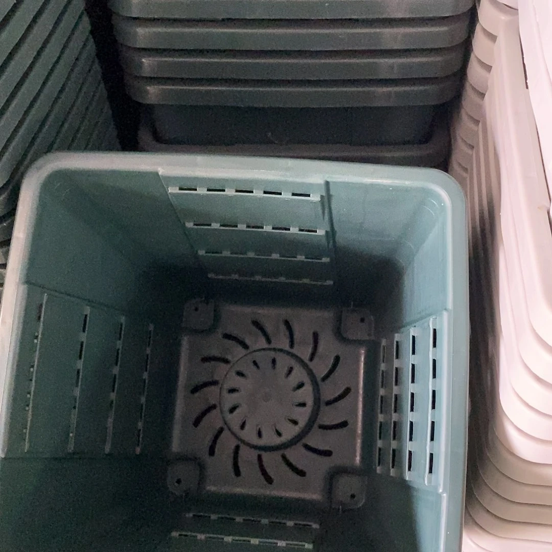 树脂方盆4号无拖墨绿5个