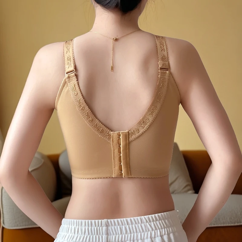 大胸显小显瘦显平美容院款大码收副乳防下垂薄款美背背心一体文胸