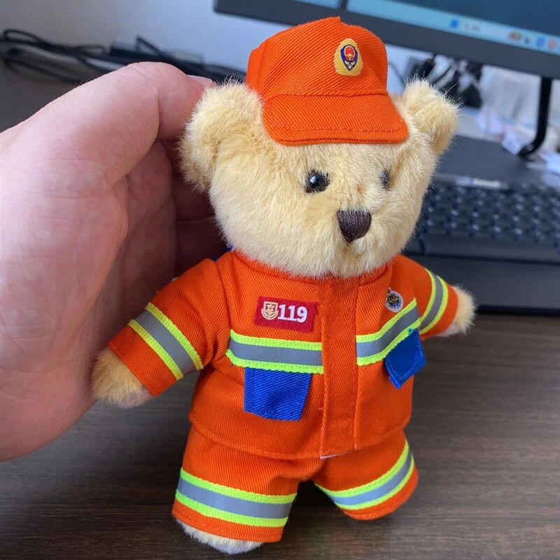 消防员小熊公仔挂件钥匙扣