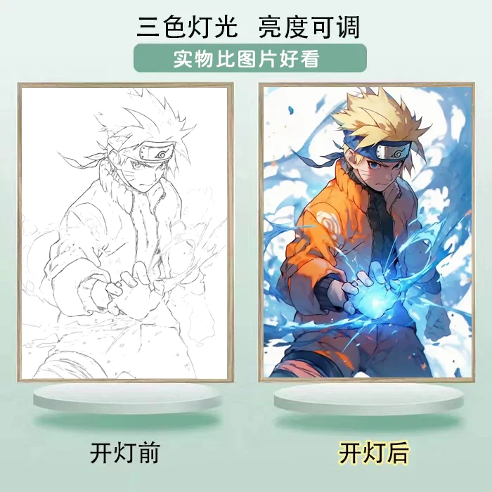 【火影忍者】创意灯光画小夜灯装饰画卧室床头创意礼品礼物来图摆台
