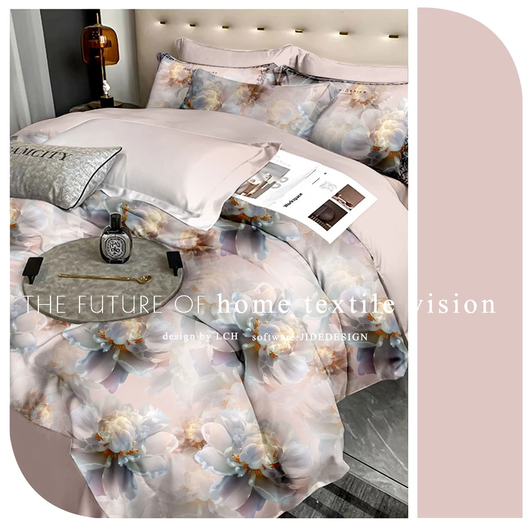 原创龙腾系列《繁花》设计师款/数码印花百分百棉/亲肤柔软四件套