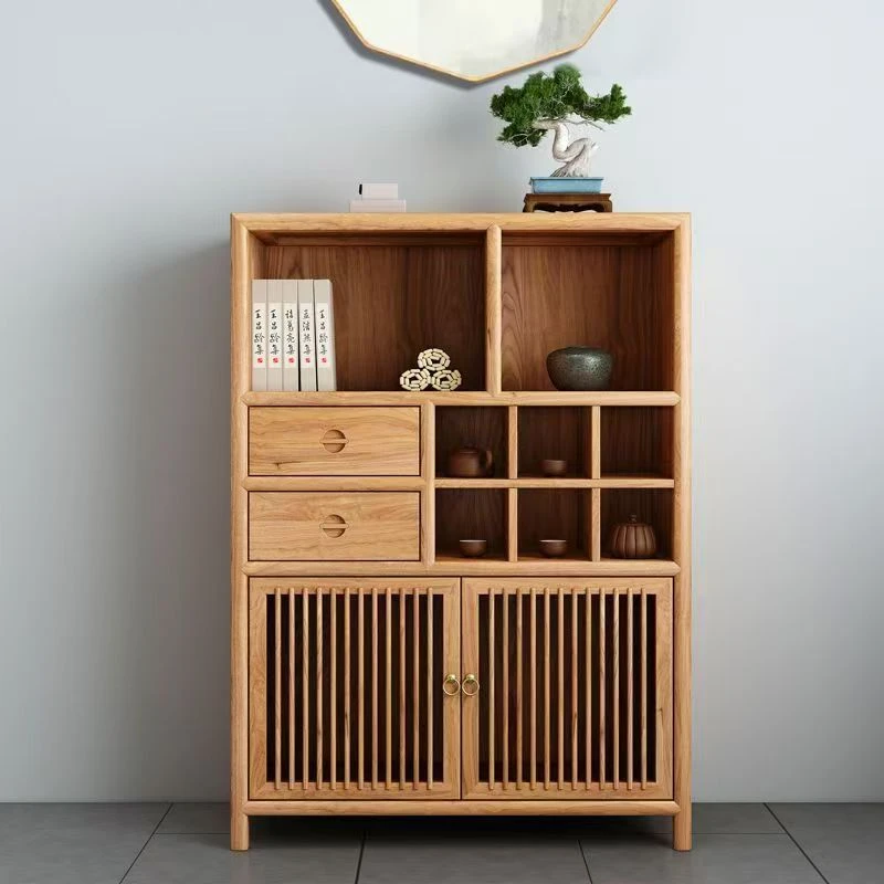 老榆木置物架客厅落地储物柜老榆木书柜隔断实木书柜客厅柜墙角柜